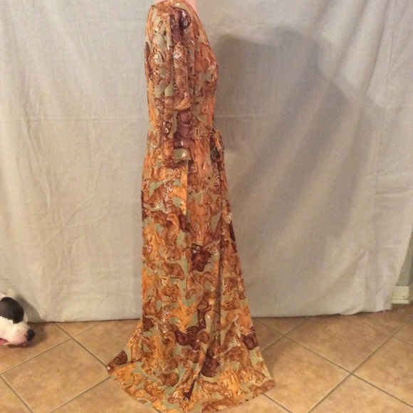 SOLD !!!! BIG CAT 70s INSANE BIG CAT KIMONO MAXI - Picture 5 of 7